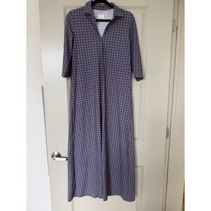 Caliban Skin Like Maxi Dress Button Down Blue Pattern Size 44 or US 6/8